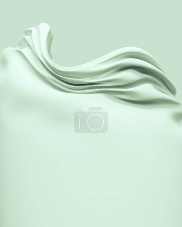 Foto de Fondos neutros verde pálido verde suave abstracto calmante fluyendo pliegues cilindro triturado tonos suaves 3d ilustración renderizado digital - Imagen libre de derechos