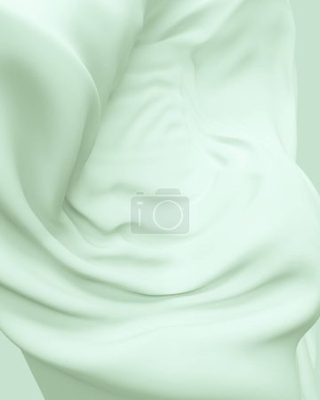 Foto de Fondos neutros verde pálido verde suave abstracto calmante fluir pliegues triturado sangría cubo tonos suaves 3d ilustración renderizado digital - Imagen libre de derechos