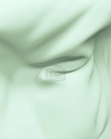 Foto de Fondos neutros verde pálido verde suave abstracto calmante fluir pliegues triturado arrugado esfera tonos suaves 3d ilustración renderizado digital - Imagen libre de derechos