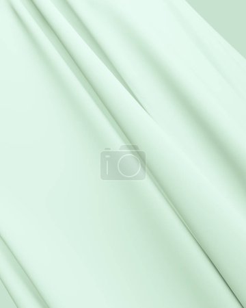 Foto de Fondos neutros tonos verdes suaves pálidos calmando elegancia fluyendo pliegues de tela estirando fondo abstracto 3d ilustración renderizado digital - Imagen libre de derechos