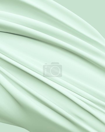 Foto de Fondos neutros pálidos suaves tonos verdes calmante elegancia fluyendo tela pliegues viento soplado abstracto fondo 3d ilustración renderizado digital - Imagen libre de derechos