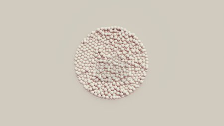 Foto de Fondos neutros beige marrón suave tonos abstracto círculo pequeñas esferas 3d fondo 3d ilustración renderizado digital - Imagen libre de derechos