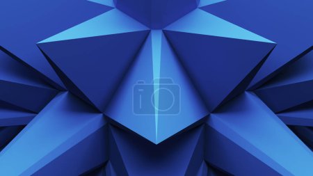 Téléchargez les photos : Abstrait bleu milieux lignes triangle formes structure géométrique tétra motifs 3d illustration rendre rendu numérique - en image libre de droit