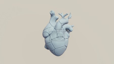 Foto de Plastilina azul corazón humano escultura caucho sintético tachuela símbolo 3d ilustración renderizado digital - Imagen libre de derechos