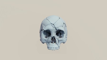 Photo for Blue putty human skull sculpture synthetic rubber tack death head Halloween 3d illustration render digital rendering - Royalty Free Image