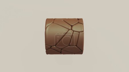 Foto de Fragmentos de cilindro de chocolate marrón suave redondeado bloque de cacao oscuro gourmet 3d ilustración renderizado digital - Imagen libre de derechos