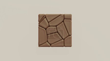 Photo for Chocolate cube fragments brown soft rounded dark cocoa block gourmet 3d illustration render digital rendering - Royalty Free Image