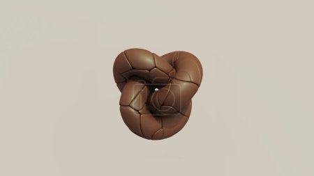 Foto de Toro de chocolate fragmentos de nudo marrón suave redondeado bloque de cacao oscuro gourmet 3d ilustración renderizado digital - Imagen libre de derechos