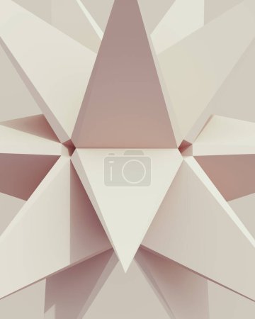 Foto de Formas geométricas 3D sólidas de tonos suaves blancos patrones triángulos estructura líneas rectas limpias diseño fondo neutro ilustración 3d renderizado digital - Imagen libre de derechos
