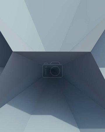 Foto de Sólidas formas geométricas 3d masilla azul caucho sintético tonos suaves patrones triángulos estructura limpio líneas rectas diseño neutral fondo 3d ilustración renderizado digital - Imagen libre de derechos