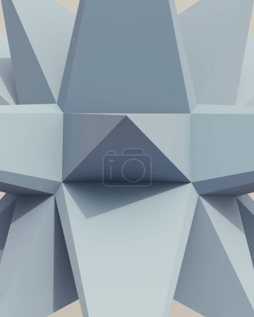 Foto de Sólidas formas geométricas 3d masilla azul caucho sintético tonos suaves patrones triángulos estructura limpio líneas rectas diseño neutral fondo 3d ilustración renderizado digital - Imagen libre de derechos