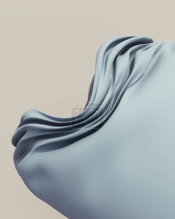 Foto de Fondo neutro masilla azul abstracta caucho sintético tonos suaves fondo curva plegado formas de cubo triturado 3d ilustración renderizado digital - Imagen libre de derechos