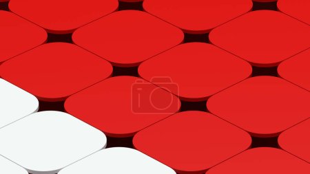 Photo for White red geometric pattern grid round square chamfer close up design 3d illustration render digital rendering - Royalty Free Image