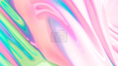 Foto de Holografía fondo formas dinámicas fluidez color contemporáneo paleta rosa púrpura verde azul 3d ilustración renderizado digital - Imagen libre de derechos