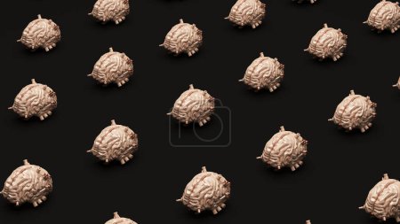 Photo for AI artificial intelligence brain problem solving neural network isometric grid layout black background 3d illustration render digital rendering - Royalty Free Image