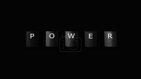 Photo for Power black and white keyboard keys word internet communication technology news background 3d illustration render digital rendering - Royalty Free Image
