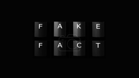 Foto de Falso hecho noticias teclas de teclado en blanco y negro palabra internet tecnología de comunicación fondo 3d ilustración renderizado digital - Imagen libre de derechos