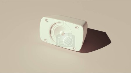 Lautsprecher Desktop-Musik Klang neutral Hintergründe weiche Beigetöne Musik Hintergrund 3D-Illustration rendern digitales Rendering
