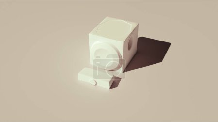 Lautsprecher Desktop-Musik Klang neutral Hintergründe weiche Beigetöne Musik Hintergrund 3D-Illustration rendern digitales Rendering