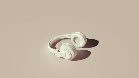 Kopfhörer neutrale Hintergründe weiche Beigetöne Hintergrund 3D-Illustration rendern digitales Rendering