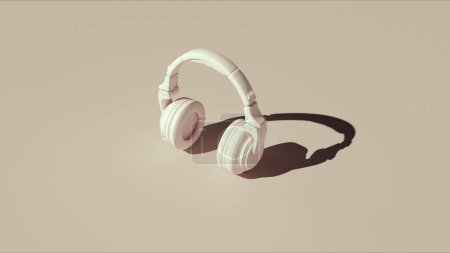 Kopfhörer neutrale Hintergründe weiche Beigetöne Hintergrund 3D-Illustration rendern digitales Rendering