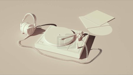 Photo for Record player turntable neutral backgrounds soft beige tones background 3d illustration render digital rendering - Royalty Free Image