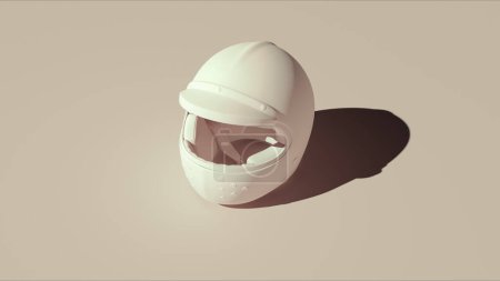 Foto de Crash casco vintage retro protección de la motocicleta fondos neutros tonos beige suaves fondo 3d ilustración renderizado digital - Imagen libre de derechos