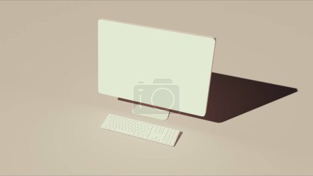 Computer desktop notebook neutral backgrounds soft beige tones background 3d illustration render digital rendering