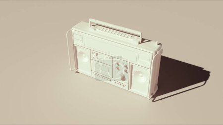 Boombox stereo neutral backgrounds soft beige tones music background 3d illustration render digital rendering