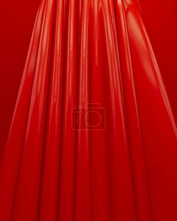 Photo for Title: Red folds ripples rubber latex silky smooth vibrant abstract background 3d illustration render digital rendering - Royalty Free Image