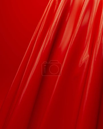 Foto de Título: pliegues rojos ondulaciones látex de goma sedoso suave vibrante fondo abstracto 3d ilustración renderizado digital - Imagen libre de derechos