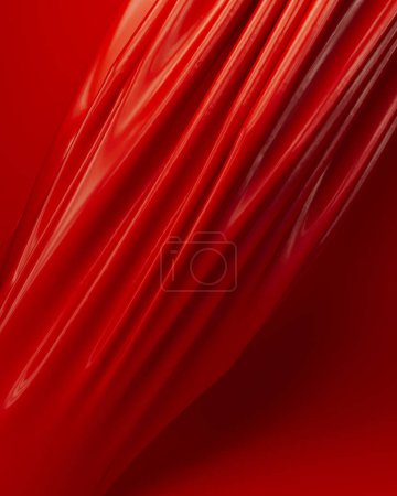 Photo for Title: Red folds ripples rubber latex silky smooth vibrant abstract background 3d illustration render digital rendering - Royalty Free Image