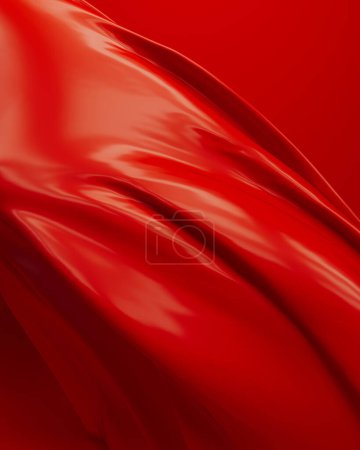 Téléchargez les photos : Titre : Plis rouges ondulations caoutchouc latex soyeux lisse vibrant fond abstrait illustration 3d rendre rendu numérique - en image libre de droit