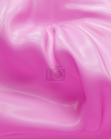 Foto de Rosa olas que fluyen aplastado moderno lujo abstracto colorido fondo 3d ilustración renderizado digital - Imagen libre de derechos