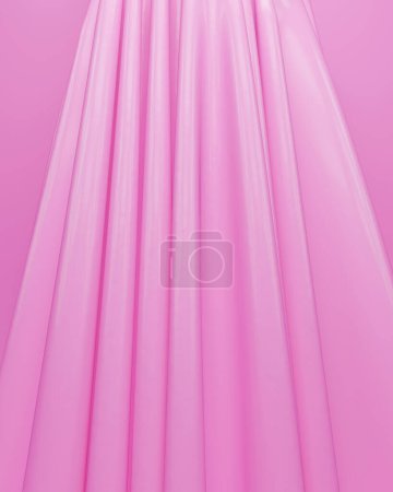 Foto de Rosa pliegues ondulaciones látex de goma sedoso suave vibrante abstracto fondo 3d ilustración renderizado digital - Imagen libre de derechos