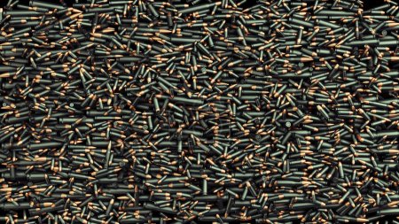 Kugeln Messing Kupfer Schwarz Konflikt Krieg Waffe Gewalt Waffe Verbrechen Munition Projektil 3D-Illustration Rendering digital