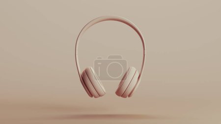 Kopfhörer headset musik stereo neutral hintergründe weiche töne beige braun keramik hintergrund 3d illustration rendern digital rendering