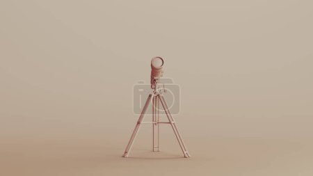 Photo for Telescope astronomy star gazing tripod neutral backgrounds soft tones beige brown pottery background 3d illustration render digital rendering - Royalty Free Image