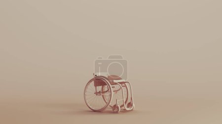 Wheelchair assistance disability awareness neutral backgrounds soft tones beige brown pottery background quarter right view 3d illustration render digital rendering