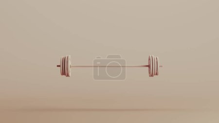Barbell musculation entraînement haltérophilie équipement d'entraînement milieux neutres tons doux beige brun illustration 3d rendre rendu numérique