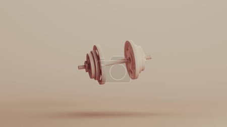 Photo for Dumbbell weightlifting strength power lifting bodybuilding equipment neutral backgrounds soft tones beige brown 3d illustration render digital rendering - Royalty Free Image