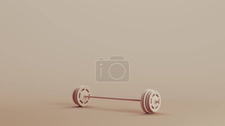 Photo for Barbell weight training weight lifting workout equipment neutral backgrounds soft tones beige brown 3d illustration render digital rendering - Royalty Free Image