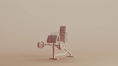 Photo for Weight bench curl training equipment barbell gym neutral backgrounds soft tones beige brown 3d illustration render digital rendering - Royalty Free Image