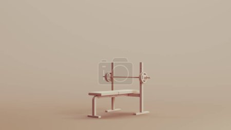 Photo for Weight bench training equipment barbell gym neutral backgrounds soft tones beige brown 3d illustration render digital rendering - Royalty Free Image