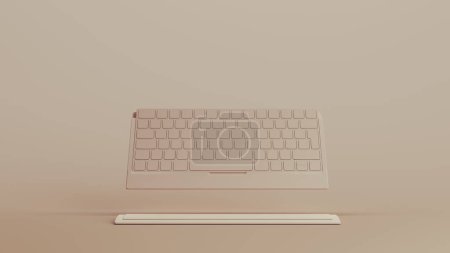 Clavier mince ordinateur de bureau communication milieux neutres tons mous beige brun fond illustration 3d rendre rendu numérique