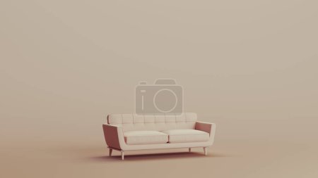 Sofa-Couchmöbel neutrale Hintergründe weiche Töne beige braun Hintergrund Ton modelliert d illustration rendern digital rendering