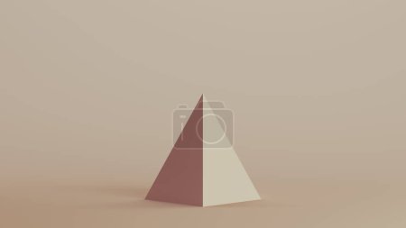 Téléchargez les photos : Pyramide face forme géométrique solide structure neutre arrière-plans tons doux beige brun illustration 3d rendre rendu numérique - en image libre de droit