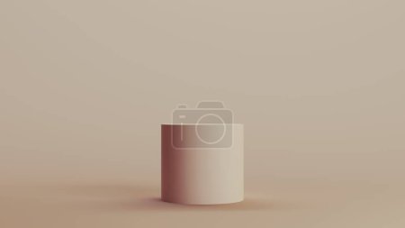 Téléchargez les photos : Cylindre face forme géométrique solide structure neutre arrière-plans tons doux beige brun illustration 3d rendre rendu numérique - en image libre de droit