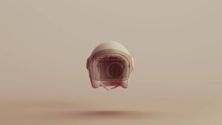 Casque de moto protection de la tête vintage visière arrière-plans neutres tons doux beige brun vue de face 3d illustration rendre rendu numérique