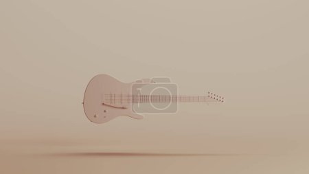 Guitarra eléctrica instrumento musical fondos neutros tonos suaves beige marrón fondo 3d ilustración renderizado digital